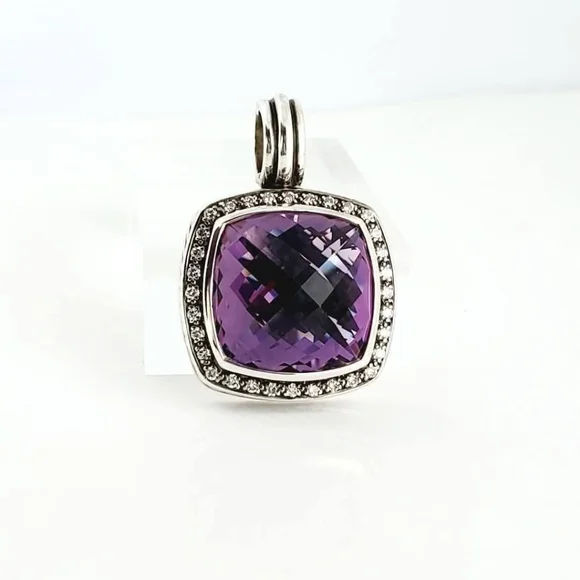 David Yurman 17mm Albion Amethyst Diamond Moonlight Ice Enhancer / Pendant - Picture 3 of 5